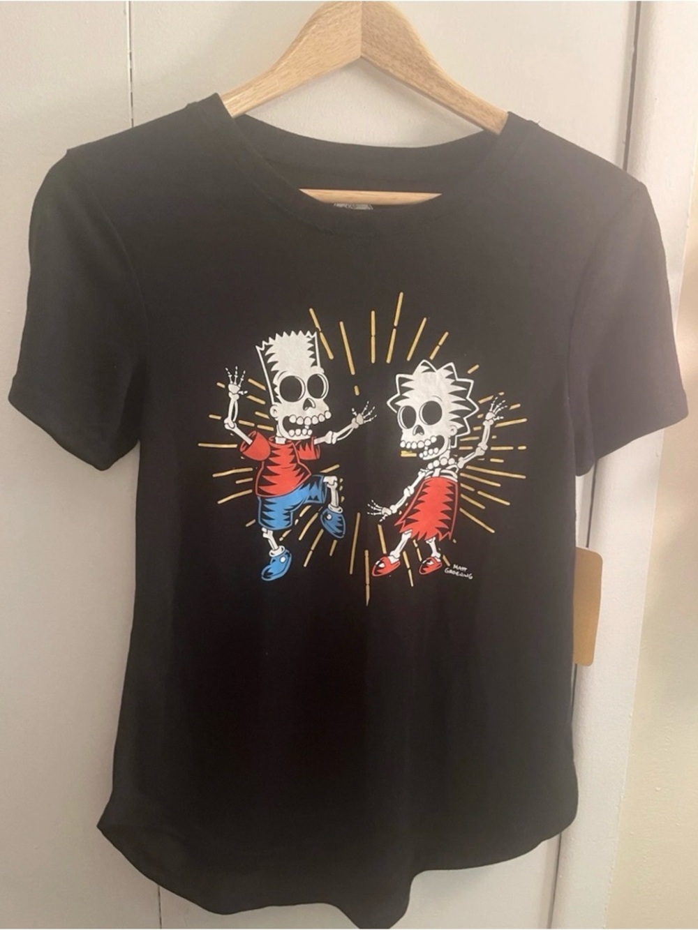 The Simpsons Graphic Tee Womens Size Medium T-shirt Dead Skeleton Bart Simpson